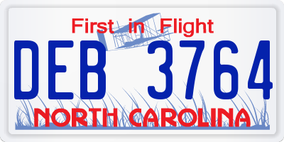 NC license plate DEB3764