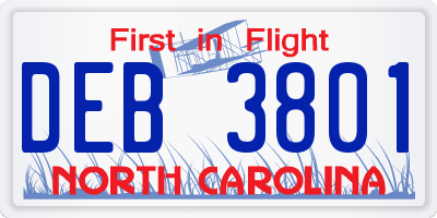NC license plate DEB3801