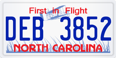 NC license plate DEB3852