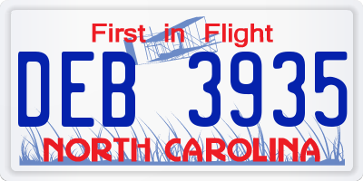 NC license plate DEB3935