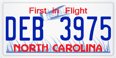 NC license plate DEB3975