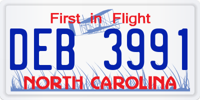NC license plate DEB3991