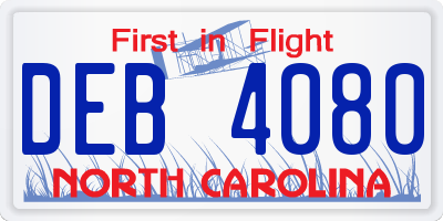 NC license plate DEB4080