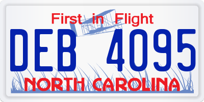 NC license plate DEB4095
