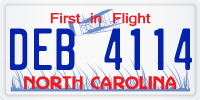 NC license plate DEB4114