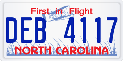 NC license plate DEB4117