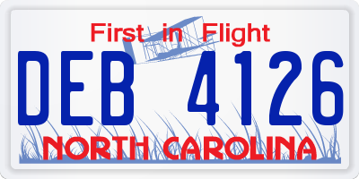 NC license plate DEB4126