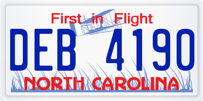 NC license plate DEB4190