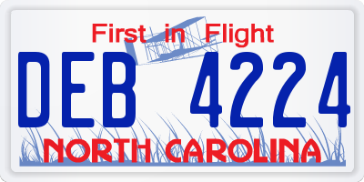 NC license plate DEB4224