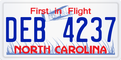 NC license plate DEB4237