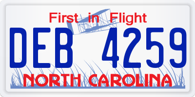 NC license plate DEB4259
