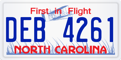 NC license plate DEB4261