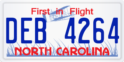 NC license plate DEB4264