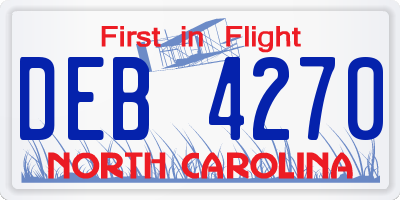 NC license plate DEB4270