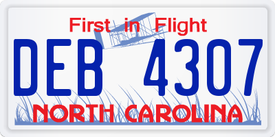NC license plate DEB4307