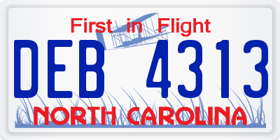NC license plate DEB4313