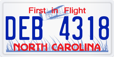 NC license plate DEB4318