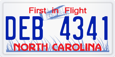NC license plate DEB4341