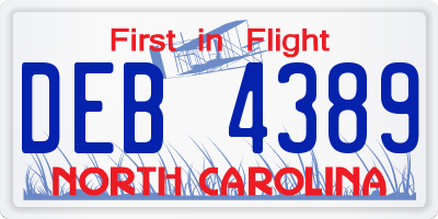 NC license plate DEB4389