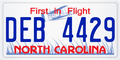 NC license plate DEB4429