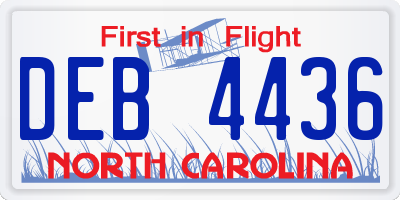 NC license plate DEB4436