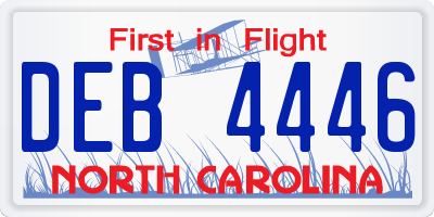 NC license plate DEB4446