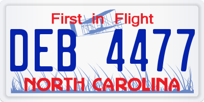 NC license plate DEB4477