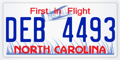NC license plate DEB4493