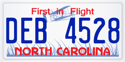 NC license plate DEB4528