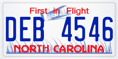 NC license plate DEB4546