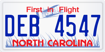 NC license plate DEB4547