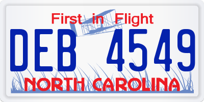 NC license plate DEB4549