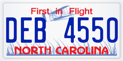 NC license plate DEB4550