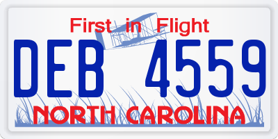 NC license plate DEB4559