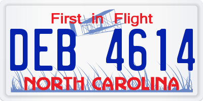 NC license plate DEB4614