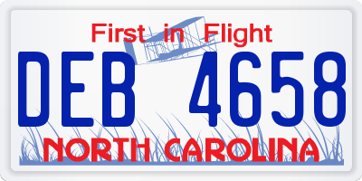 NC license plate DEB4658