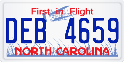 NC license plate DEB4659