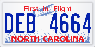 NC license plate DEB4664