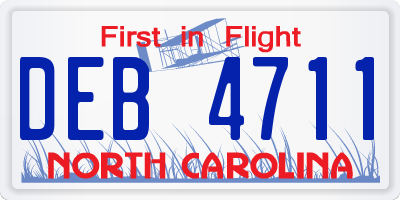 NC license plate DEB4711