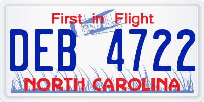 NC license plate DEB4722