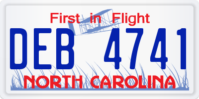 NC license plate DEB4741