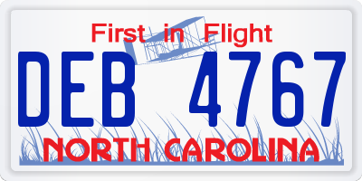 NC license plate DEB4767