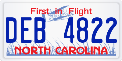 NC license plate DEB4822