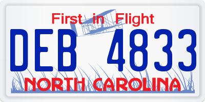 NC license plate DEB4833