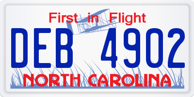 NC license plate DEB4902