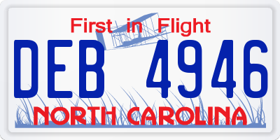 NC license plate DEB4946