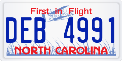 NC license plate DEB4991
