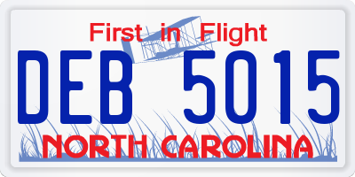 NC license plate DEB5015