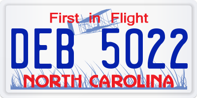 NC license plate DEB5022