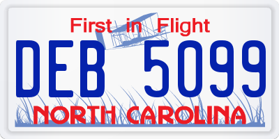 NC license plate DEB5099